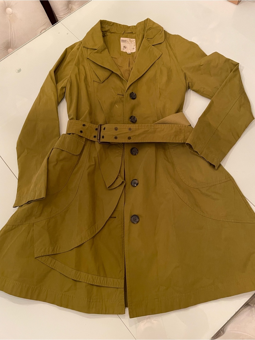 Classic Olive Trench Coat with Belt
